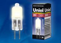 Галогенная лампа Uniel G4 20W JC-220/20/G4 CL