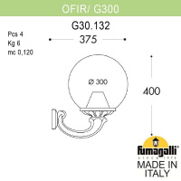 Уличный настенный светильник FUMAGALLI OFIR/G300 G30.132.000.AXE27