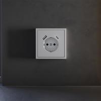 Накладка для розетки с заземлением и защитными шторками, с USB A+C Voltum S70 (серый) VLS001016