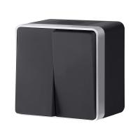 Выключатель двухклавишный влагозащищенный Werkel Gallant (черный с серебром) W5020234 a051156