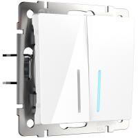 Выключатель двухклавишный проходной с подсветкой белый Werkel W1122101 4690389155222 a051112