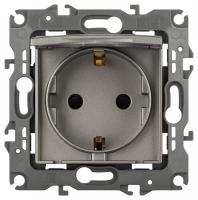 Розетка с заземлением и со шторкой, без рамки с крышкой ЭРА 12-2103-16 Б0065722
