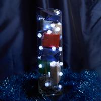 Светодиодная гирлянда линейная Лед шарики, статичная 3м + 0.3м 5000K с питанием от батареек, прозрачный шнур Feron CL565 48610