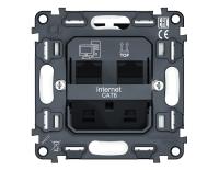 Механизм компьютерной двойной розетки RJ-45 (8P8C) CAT6 1000 Base-T с автоматической защитной шторкой Ambrella Volt VM VM189