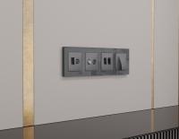 Комплект механизма компьютерной двойной розетки RJ-45 (8P8C) CAT6 с автоматической защитной шторкой Ambrella Volt Alfa MA662110