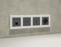 Комплект механизма компьютерной розетки RJ-45 (8P8C) CAT6A экранированной с автоматической защитной шторкой Ambrella Volt Alfa MA662005