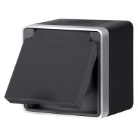 Розетка влагозащ. с зазем. с защит. крышкой и шторками Werkel Gallant (черный с серебром) W5071234 a051146