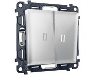 Комплект механизма 2-клавишного выключателя с самовозвратом с подсветкой 5600K Ambrella Volt MA MA404055