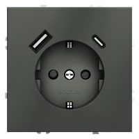 Розетка встраиваемая VOLTUM S70 с заземлением и защитными шторками, с USB, A+С, (титан) VLS040506