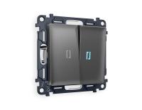 Комплект механизма 2-клавишного проходного выключателя с подсветкой 10000K Ambrella Volt ALFA MA654040