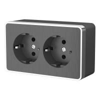 Розетка двойная с заземлением графит рифленая Werkel Gallant W5072104 4690389164675 a051342