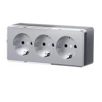 Розетка тройная с заземлением и шторками серебряная Werkel Gallant W5073106 4690389167195 a052777