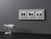 Комплект механизма розетки компьютерной + TV оконечной RJ-45 (8P8C) CAT6/50-870 MHz 1dB с автоматической защитной шторкой Ambrella Volt Alfa MA412510