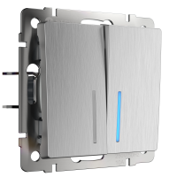 Выключатель двухклавишный с подсветкой Werkel (cеребряный рифленый) W1120109 a050900