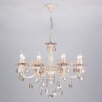 Подвесная люстра Eurosvet Elisha 3281/8 белый с золотом/тонированный хрусталь Strotskis 00000063383