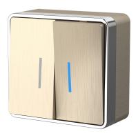 Выключатель двухклавишный с подсветкой Gallant шампань рифленый Werkel Gallant W5020110 4690389164200 a051043