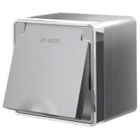 Розетка влагозащенная с заземлением с защитной крышкой и шторками серебряная Werkel Gallant W5071206 4690389167171 a052775