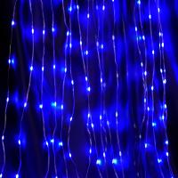 Светодиодная гирлянда занавес Водопад 3*3м + 3м 230V синий, статичная, c питанием от сети, прозрачный шнур Feron CL28 48606