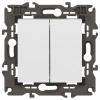 Выключатель двухклавишный без рамки ЭРА Elegance 14-1104-01М Б0065797