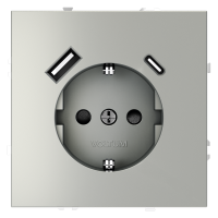 Розетка встраиваемая VOLTUM S70 с заземлением и защитными шторками, с USB, A+С, (сталь) VLS040505