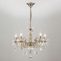 Подвесная люстра Eurosvet Elisha 3281/5 античная бронза/прозрачный хрусталь Strotskis 00000063378
