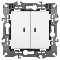 Выключатель двухклавишный с подсветкой без рамки ЭРА 12-1105-01М Б0065702