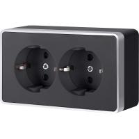 Розетка двойная с заземлением Werkel Gallant (черный с серебром) W5072134 a051154