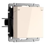 Розетка с заземлением и шторками c крышкой Werkel айвори матовый W1171262