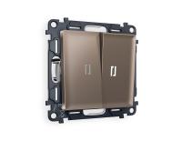 Комплект механизма 2-клавишного проходного выключателя с подсветкой 5600K Ambrella Volt ALFA MA634035