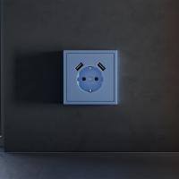 Накладка для розетки с заземлением и защитными шторками, с USB A+A Voltum S70 (деним) VLS000915