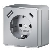 Розетка с заземлением, шторками и USB тип A+C Gallant (серебряный) Werkel W5071706