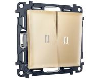 Комплект механизма 2-клавишного выключателя с самовозвратом с подсветкой 5600K Ambrella Volt MA MA604055