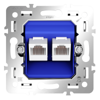 Механизм розетки компьютерной двойной RJ45+RJ45 кат.6 Voltum S70 VLS0602M