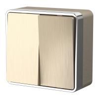 Выключатель двухклавишный шампань рифленый Werkel Gallant W5020010 4690389164149 a051044