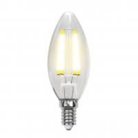 Лампа светодиодная филаментная Uniel E14 6W 3000K прозрачная LED-C35-6W/WW/E14/CL GLA01TR UL-00002196