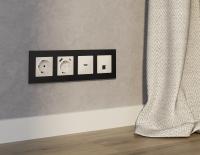 Комплект механизма компьютерной розетки RJ-45 (8P8C) CAT6A экранированной с автоматической защитной шторкой Ambrella Volt Alfa MA332005