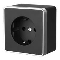 Розетка с заземлением черная/хром Werkel Gallant W5071035 4690389164514 a050973