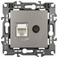 ТВ-розетка и розетка Ethernet RJ-45 без рамки ЭРА 12-3110-16 Б0065646