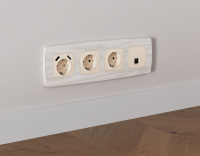 Комплект механизма компьютерной розетки RJ-45 (8P8C) CAT6A экранированной с защитной шторкой Ambrella Volt Omega MO332005