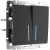 Выключатель двухклавишный с подсветкой черный матовый Werkel W1120108 4690389156717 a051619