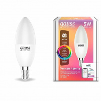 Лампа светодиодная диммируемая Gauss E14 5W 2700-6500K RGBW матовая 1190112 Лампа светодиодная диммируемая Gauss E14 5W 2700-6500K RGBW матовая 1190112