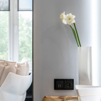 Выключатель двухклавишный с подсветкой черный матовый Werkel W1120108 4690389156717 a051619