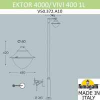 Парковый светильник FUMAGALLI EKTOR 4000/MIDIPILAR/VIVI 1L LED-HIP V50.372.A10.AXH27