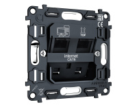 Механизм компьютерной двойной розетки RJ-45 (8P8C) CAT6 1000 Base-T с автоматической защитной шторкой Ambrella Volt VM VM189