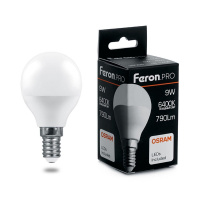 Лампа светодиодная Feron Pro E14 9W 6400K матовая LB-1409 38079