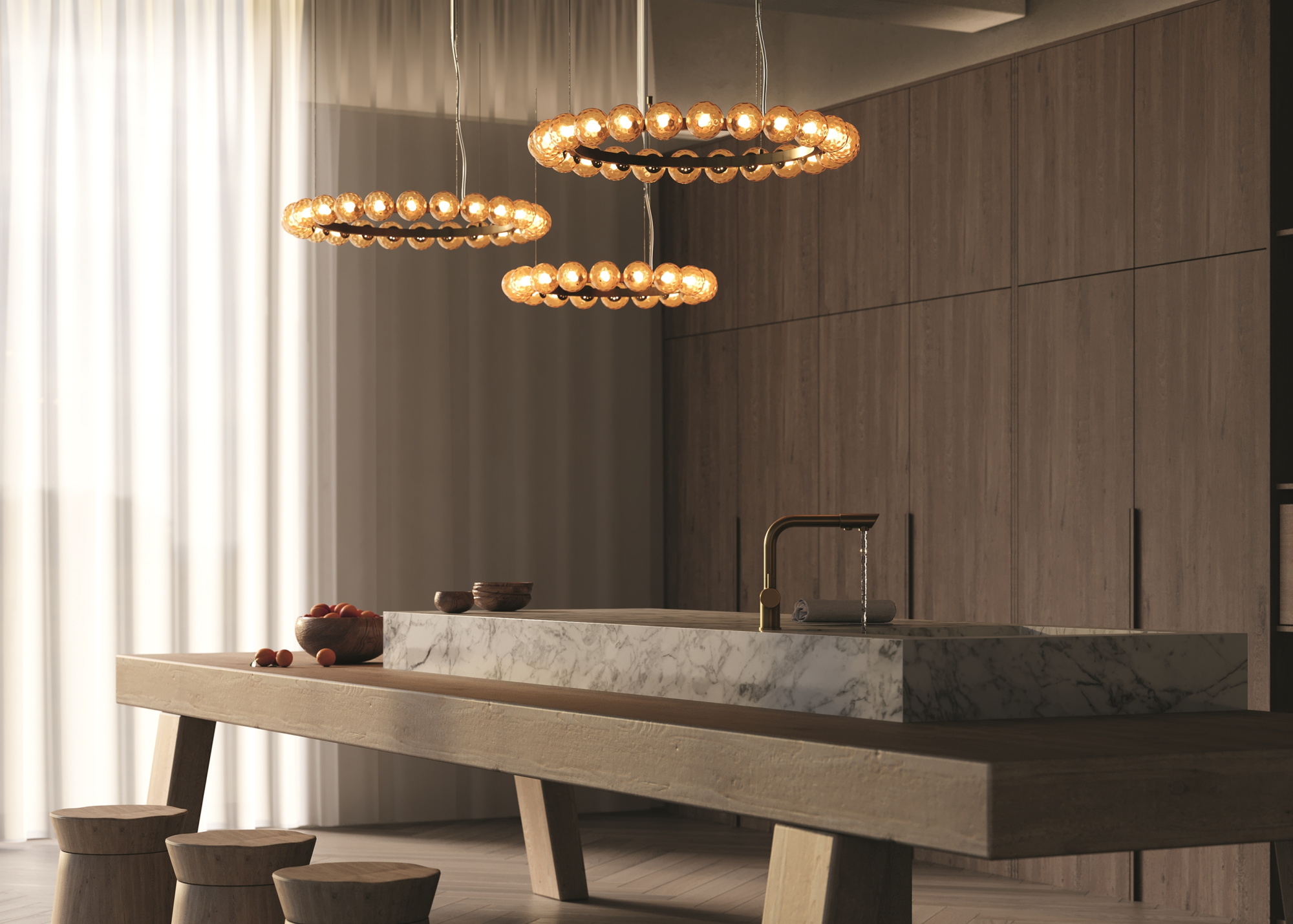 Люстра подвесная светодиодная Maytoni Ambre MOD331PL-L32BS3K