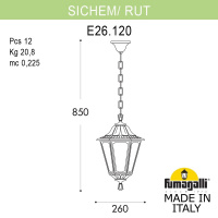 Уличный подвесной светильник FUMAGALLI SICHEM/RUT E26.120.000.AXF1R