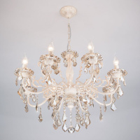 Подвесная люстра Eurosvet Elisha 3281/8 белый с золотом/тонированный хрусталь Strotskis 00000063383