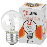 Лампа накаливания ЭРА E27 40W прозрачная ДШ 40-230-E27-CL Б0039137