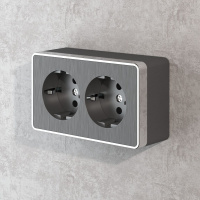 Розетка двойная с заземлением графит рифленая Werkel Gallant W5072104 4690389164675 a051342